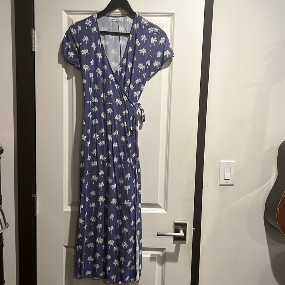Marine Layer Purple Palm Print Maxi Dress